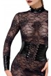 Дълга рокля от фигурална мрежеста материя и Еко кожа на Noir Handmade