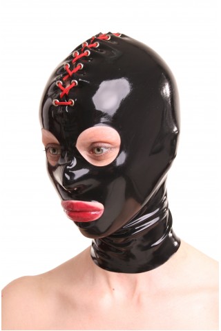 Латексова маска за глава със връзки