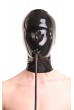 Латексова маска за глава със надуваема тапа за уста със цип отзад