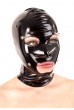 Латексова маска за глава със надуваема тапа за устата и цип отзад