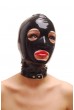 Латексова маска за глава със цип отзад и метални халки