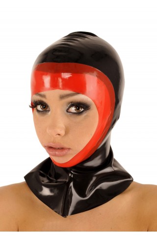 Латексова маска за глава - двуцветна със цип отзад