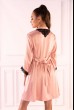 Комплект розова сатенена нощница с гол гръб и халат на LivCo - Marinsani